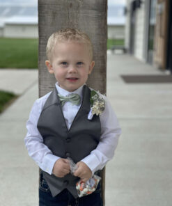 Boy's Backless Vest. This little boys style has been made to match and add an elegant look to your entire wedding party.