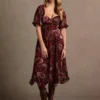 Joanne Red Multi Midi Dress