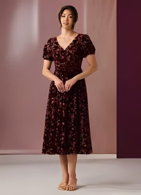 Camilla Wine Multi Midi Dress