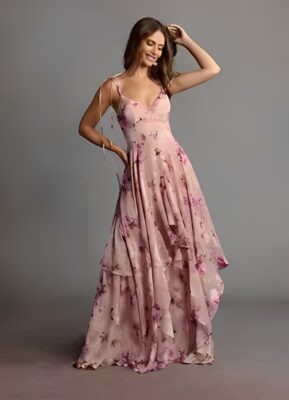 Harmony Mauve Floral Maxi Dress